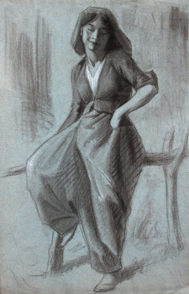 Ayakta alvar Kadn - Standing Woman in Baggy Trousers